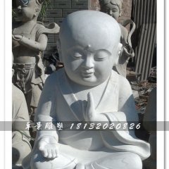 打坐小和尚石雕，大理石人物雕塑