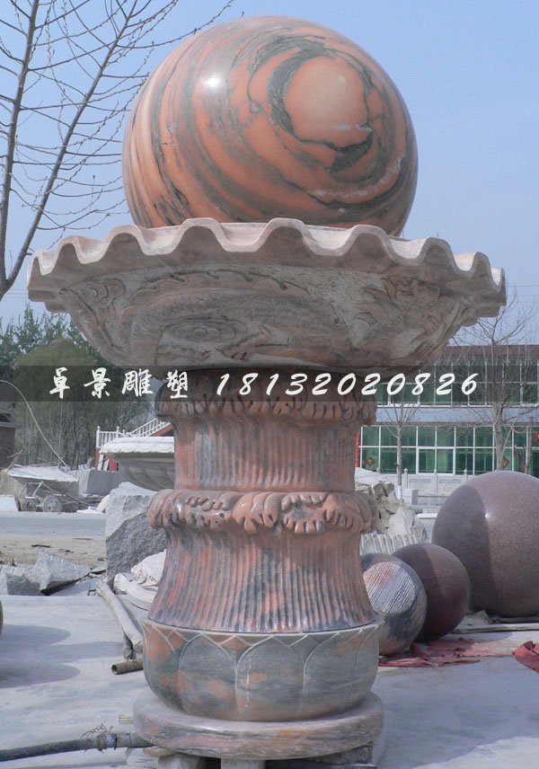 風(fēng)水球石雕，石頭圓球水盆