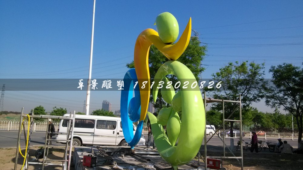 不銹鋼卡通雕塑，彩色不銹鋼雕塑
