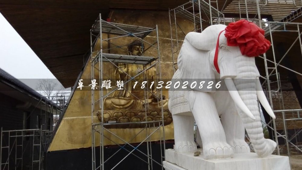 石雕大象雕塑，漢白玉大象雕塑