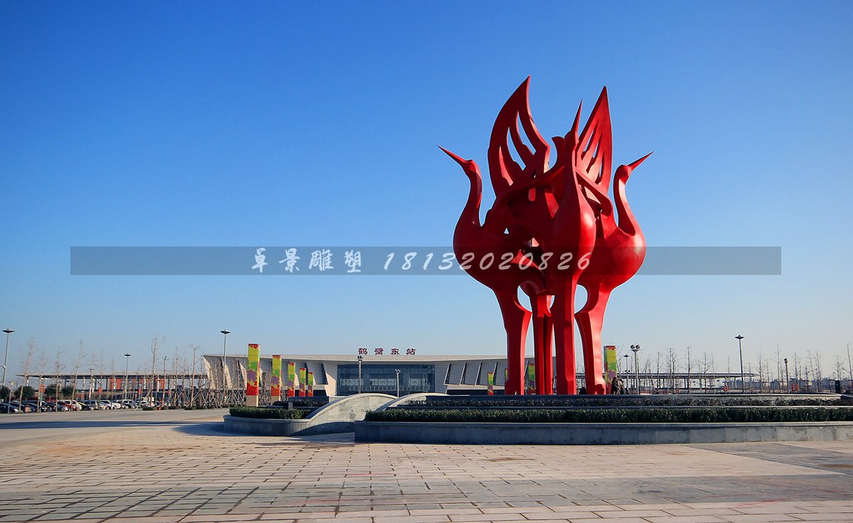 不銹鋼仙鶴雕塑，抽象仙鶴雕塑 (1)