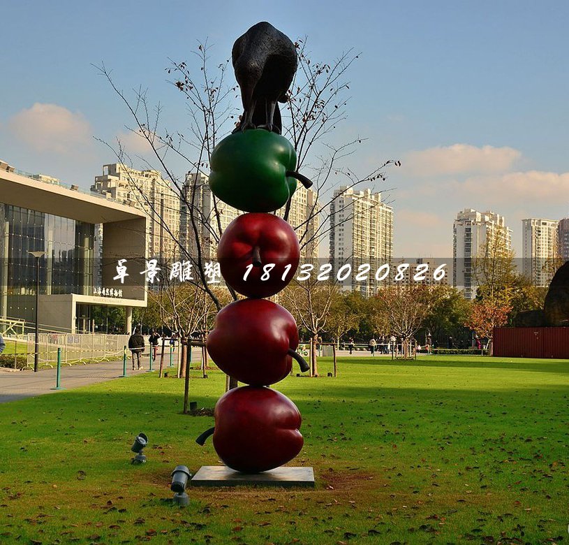 鑄銅蘋果雕塑，彩色蘋果雕塑
