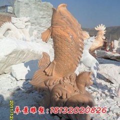 彩色石雕魚，石頭魚雕塑