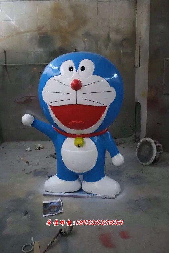 揮手哆啦夢雕塑，玻璃鋼哆啦a夢雕塑