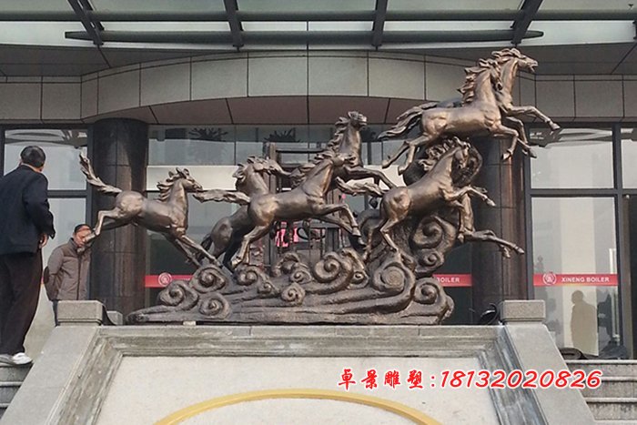 八馬銅雕，八馬奔跑銅雕