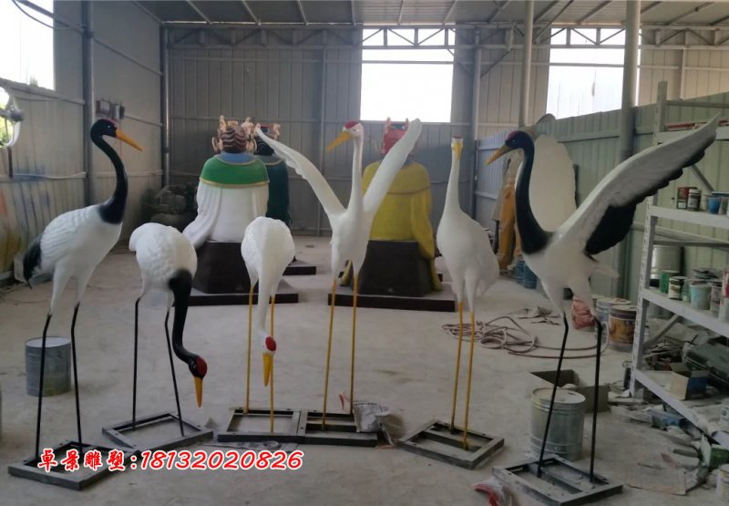 玻璃鋼仙鶴雕塑，玻璃鋼丹頂鶴 (2)