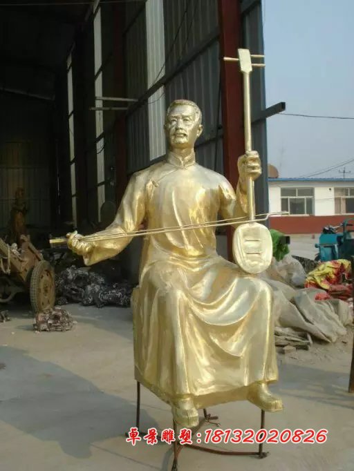 拉二胡銅雕，人物銅雕，廣場(chǎng)人物銅雕