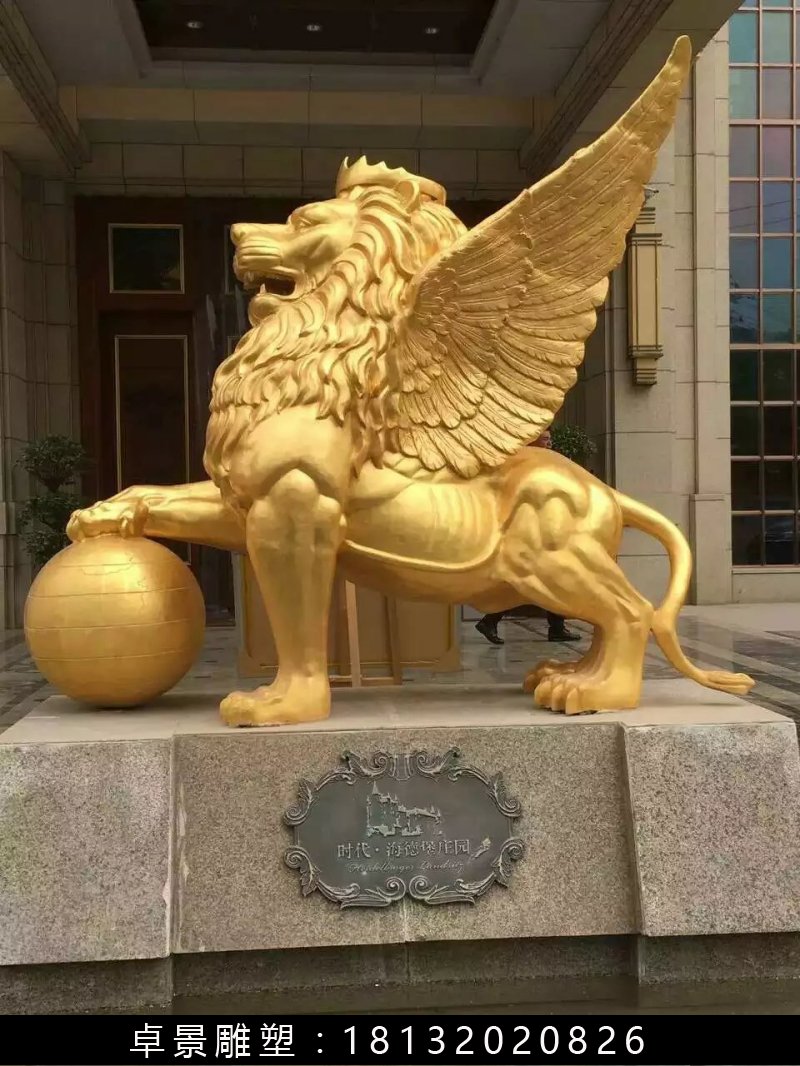 飛獅銅雕，鑄銅飛獅雕塑 (1)