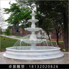 噴泉石雕，漢白玉噴泉，三層石噴泉