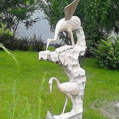 石材仙鶴雕塑，石雕鶴