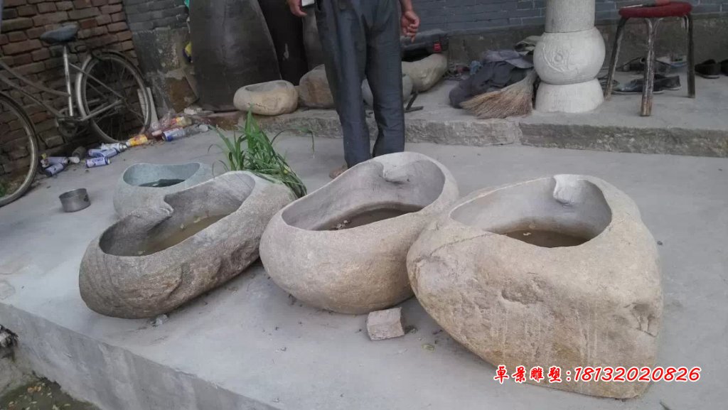 大理石花盆，石水盆 (2)