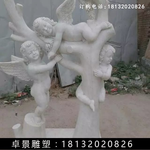 小天使石雕，漢白玉小天使雕塑
