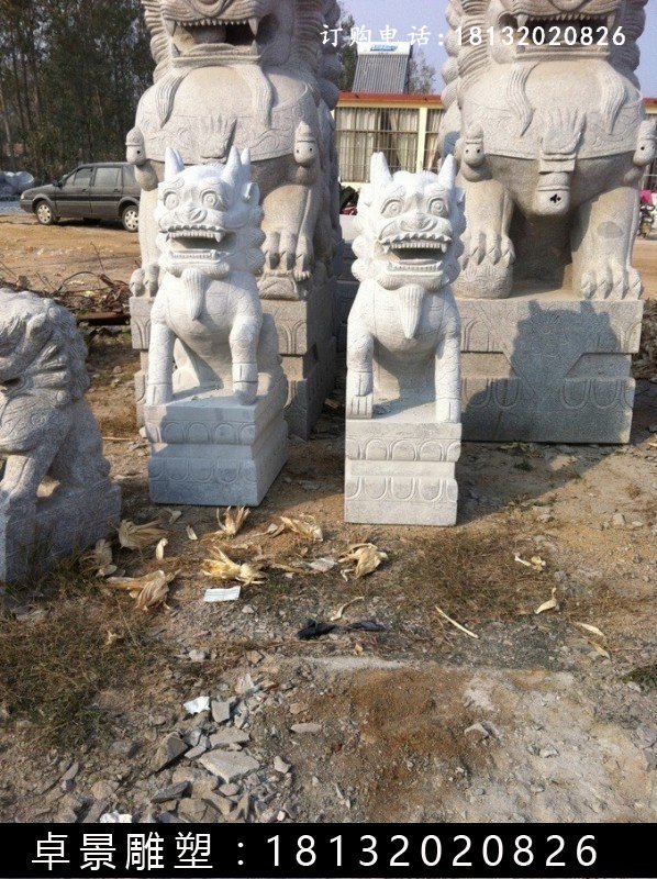 麒麟石雕，漢白玉麒麟雕塑 (2)