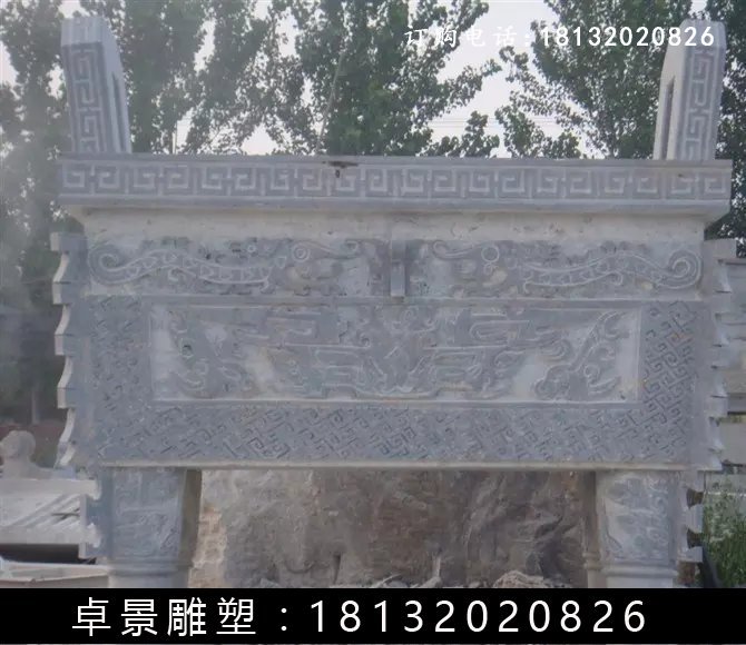 石方鼎，仿古石鼎，石香爐雕塑 (2)