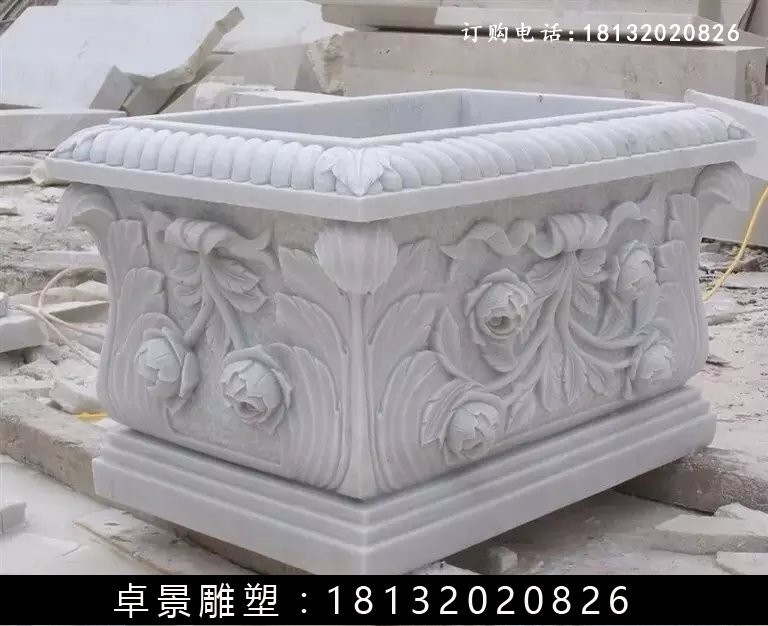 石水缸，漢白玉水缸雕塑 (3)