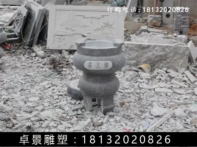 石圓鼎，石香爐雕塑 (1)