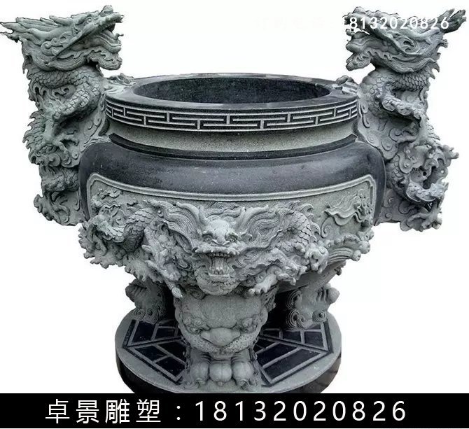 石圓鼎，石香爐雕塑 (5)