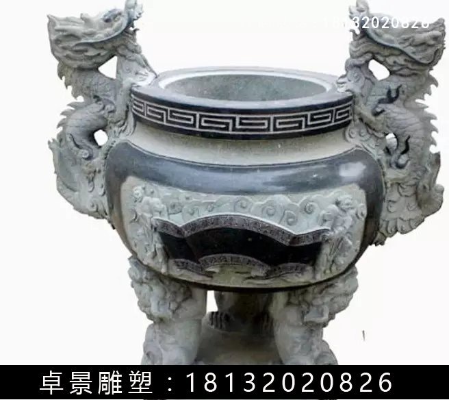 石圓鼎，石香爐雕塑 (7)