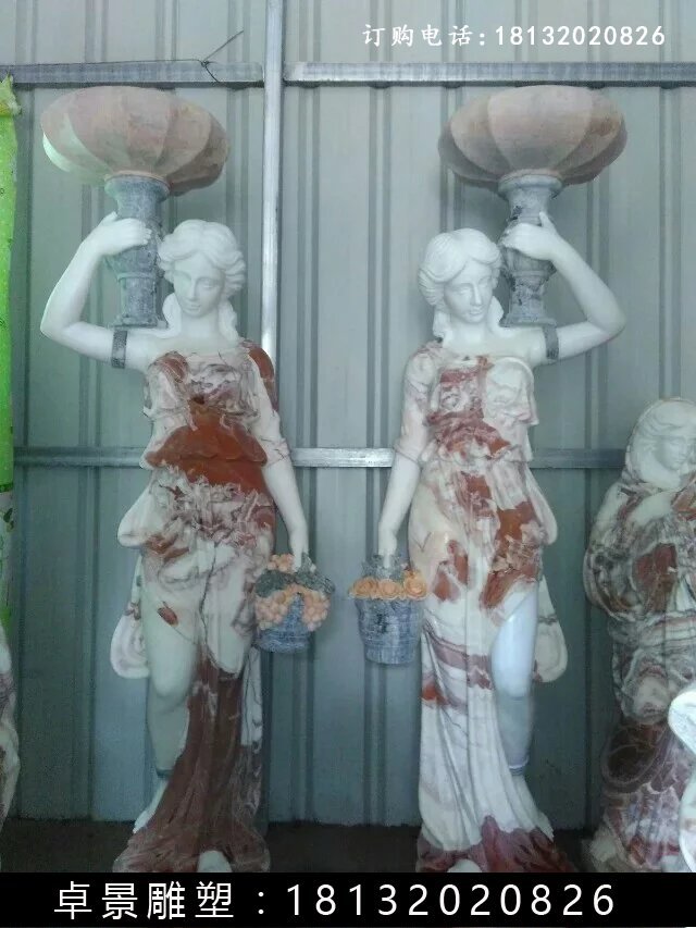 西方美女石燈，美女雕塑 (3)
