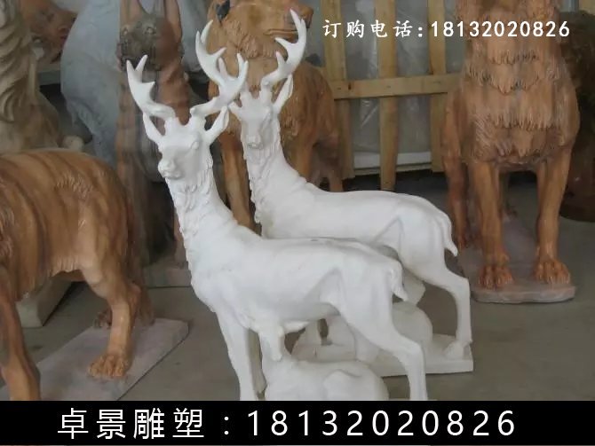 小鹿石雕，漢白玉小鹿雕塑