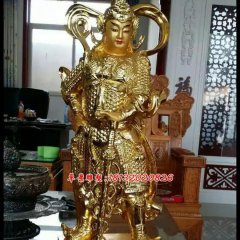 韋佗佛護(hù)法銅雕，鎏金銅韋佗護(hù)法雕塑