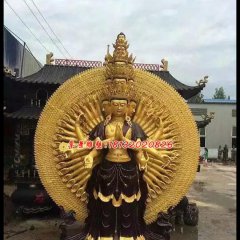 千手觀音銅雕，彩繪千手觀音銅雕