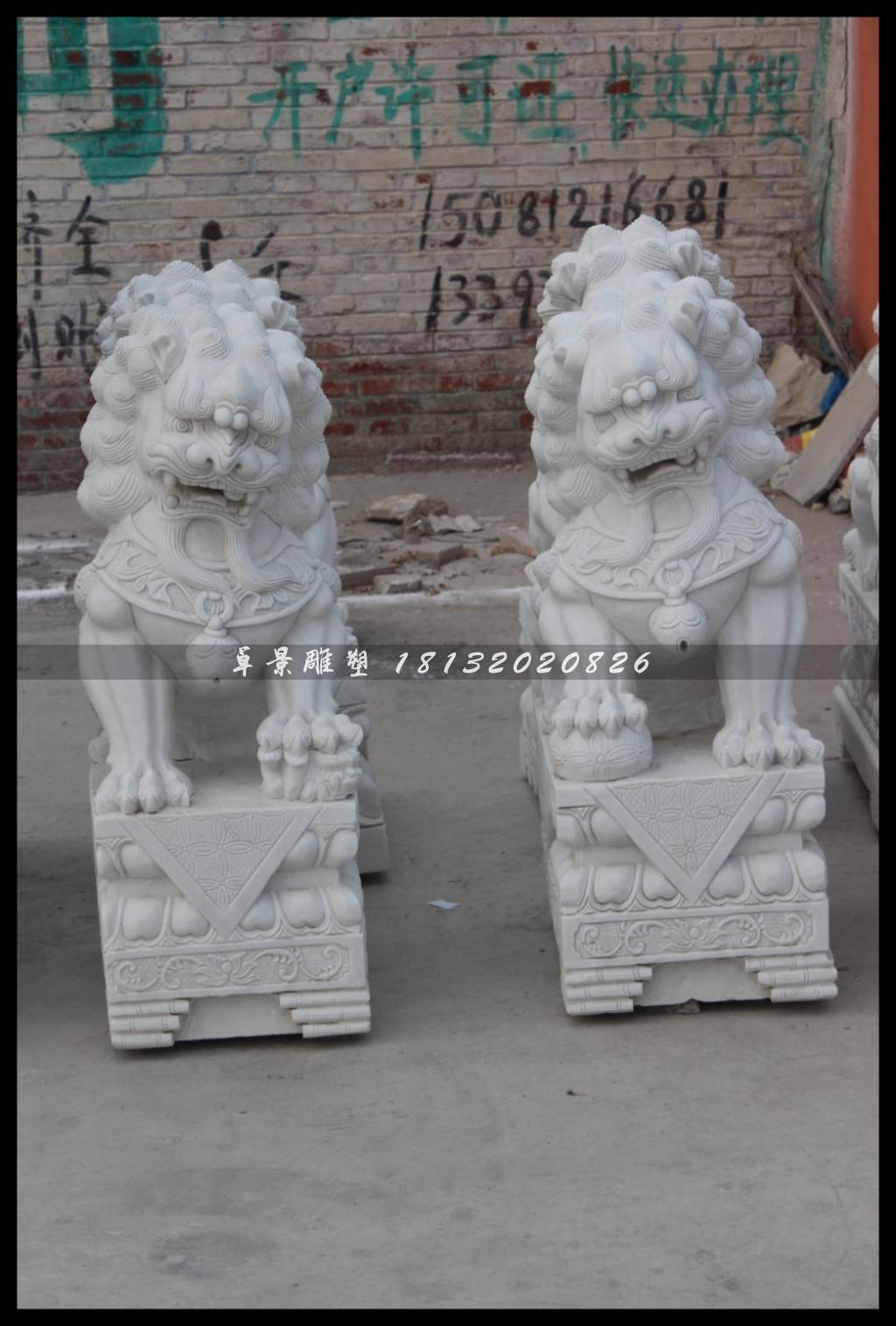獅子石雕，漢白玉獅子雕塑 (2)