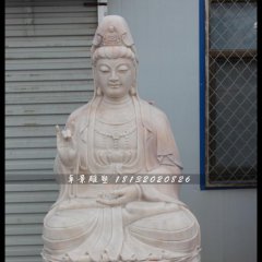 觀音送子石雕，漢白玉觀音送子石雕