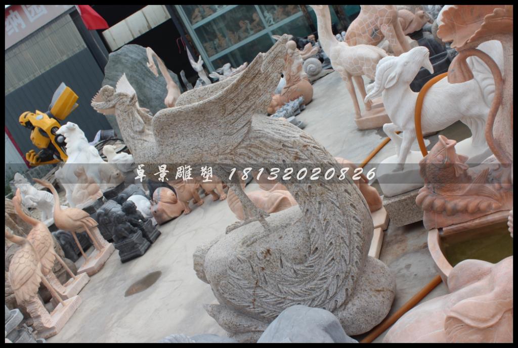孔雀石雕，大理石孔雀雕塑