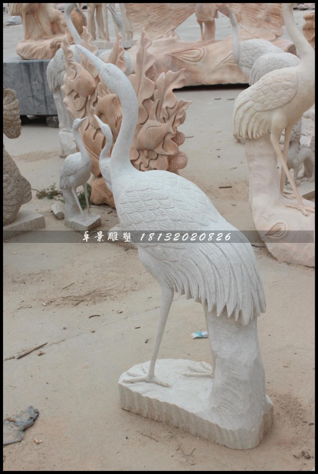 仙鶴石雕，漢白玉仙鶴雕塑 (1)