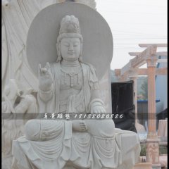 坐式觀音菩薩雕塑，漢白玉坐式觀音菩薩雕塑