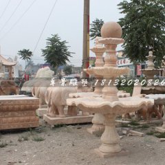 風(fēng)水球石雕，晚霞紅風(fēng)水球，三層風(fēng)水球雕塑