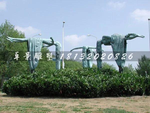 懸空平躺人物銅雕,公園小品銅雕