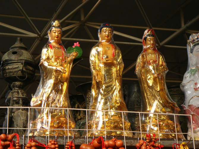 西方三圣銅雕，三圣銅雕