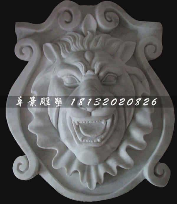 漢白玉獅子頭雕塑，獅子頭石雕 (2)