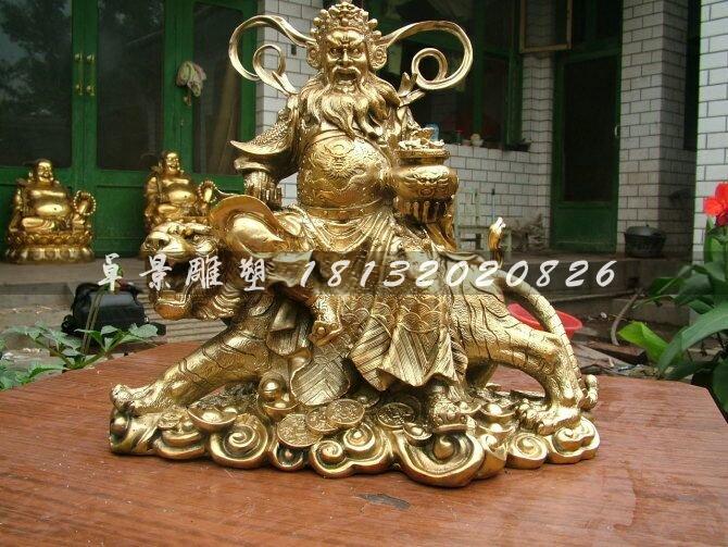 財(cái)神銅雕，騎虎財(cái)神銅雕