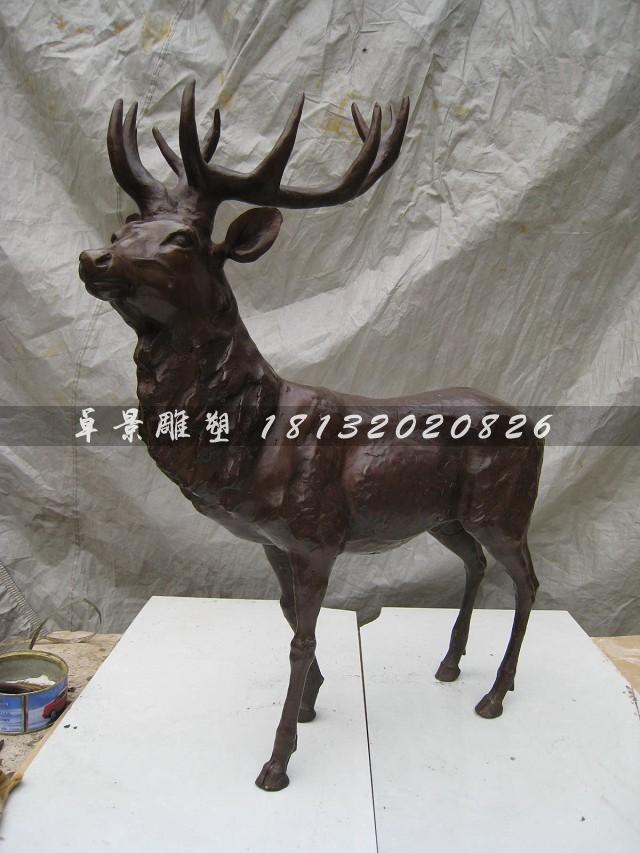 梅花鹿銅雕,紫銅梅花鹿雕塑
