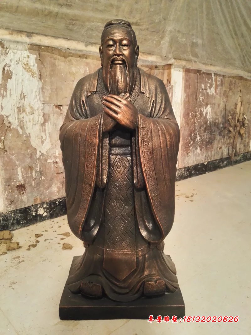 孔子銅雕，鑄銅孔子雕塑，校園名人銅雕