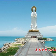 觀音菩薩石雕，漢白玉立式觀音菩薩石雕