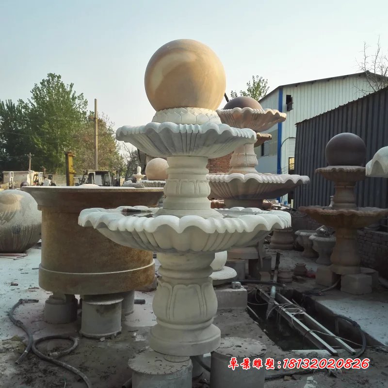 風(fēng)水球石雕，兩層風(fēng)水球雕塑 (2)