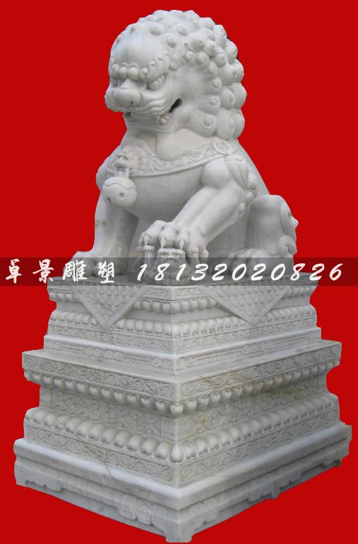 石獅子雕塑，漢白玉獅子雕塑 (2)