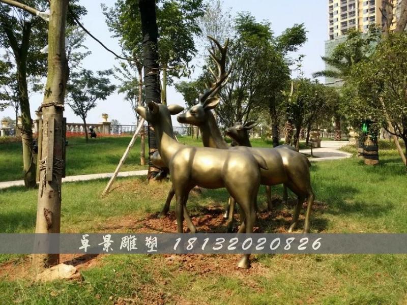 梅花鹿銅雕，公園動物銅雕 (2)