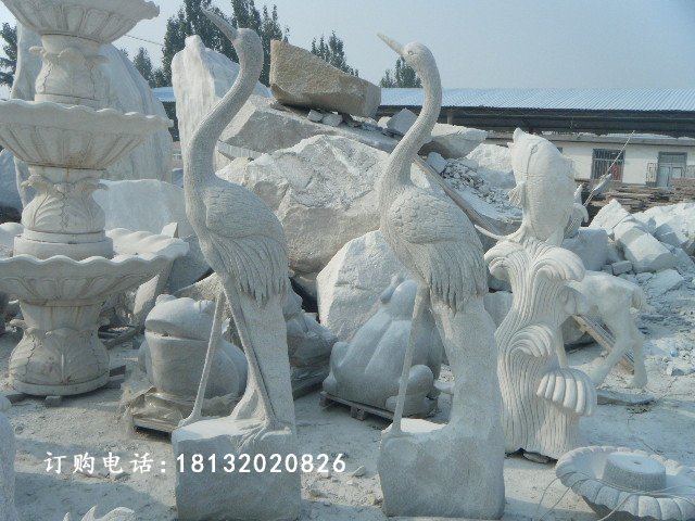 仙鶴石雕，大理石仙鶴雕塑