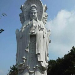 觀音菩薩石雕，三面觀音菩薩石雕