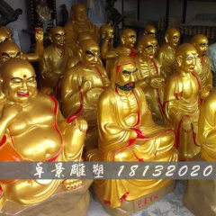 十八羅漢銅雕，十八羅漢彩繪銅雕