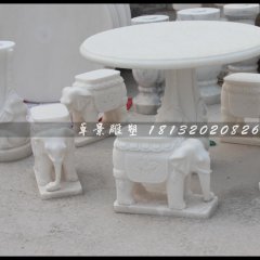 漢白玉石象桌象凳，石象桌象凳雕塑