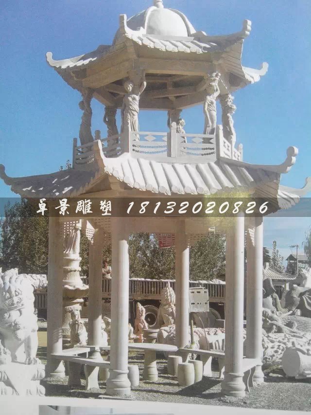 兩層亭子，六角石亭，石雕亭子