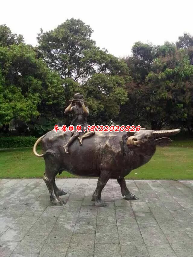 牧童騎牛銅雕，公園小品銅雕