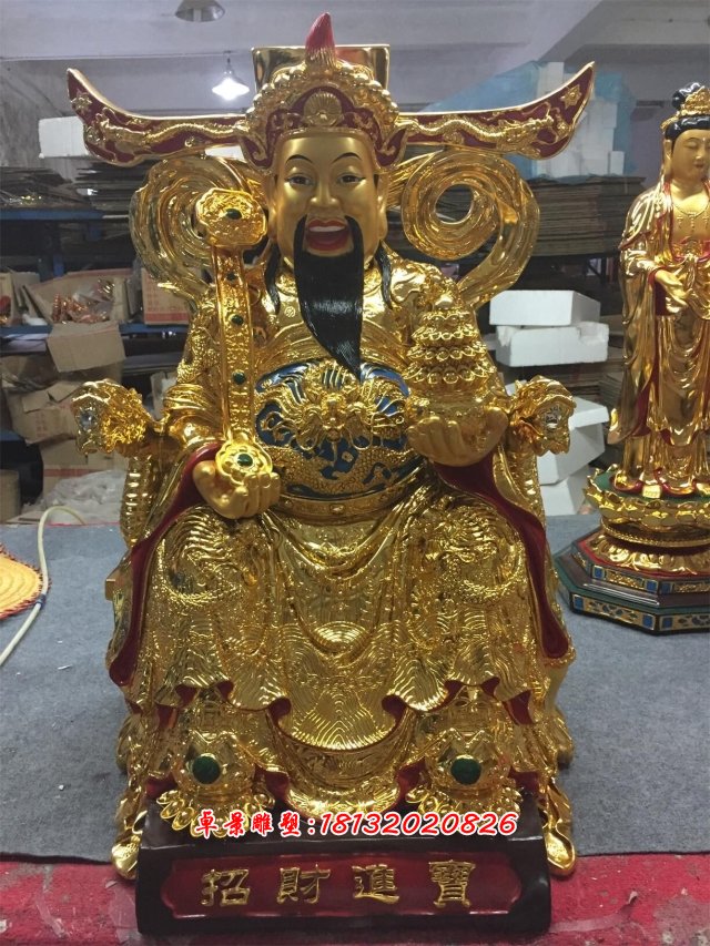 財(cái)神銅雕，鑄銅財(cái)神雕塑 (4)