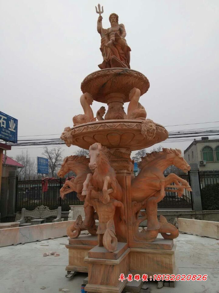 噴泉石雕，晚霞紅歐式噴泉石雕